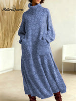 Women's Floral Pattern Art Print Casual Cotton Knitted Dress