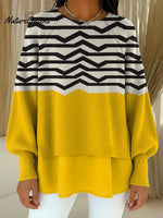 Women's VintageGeometricArt Print Casual Knitted Sweater