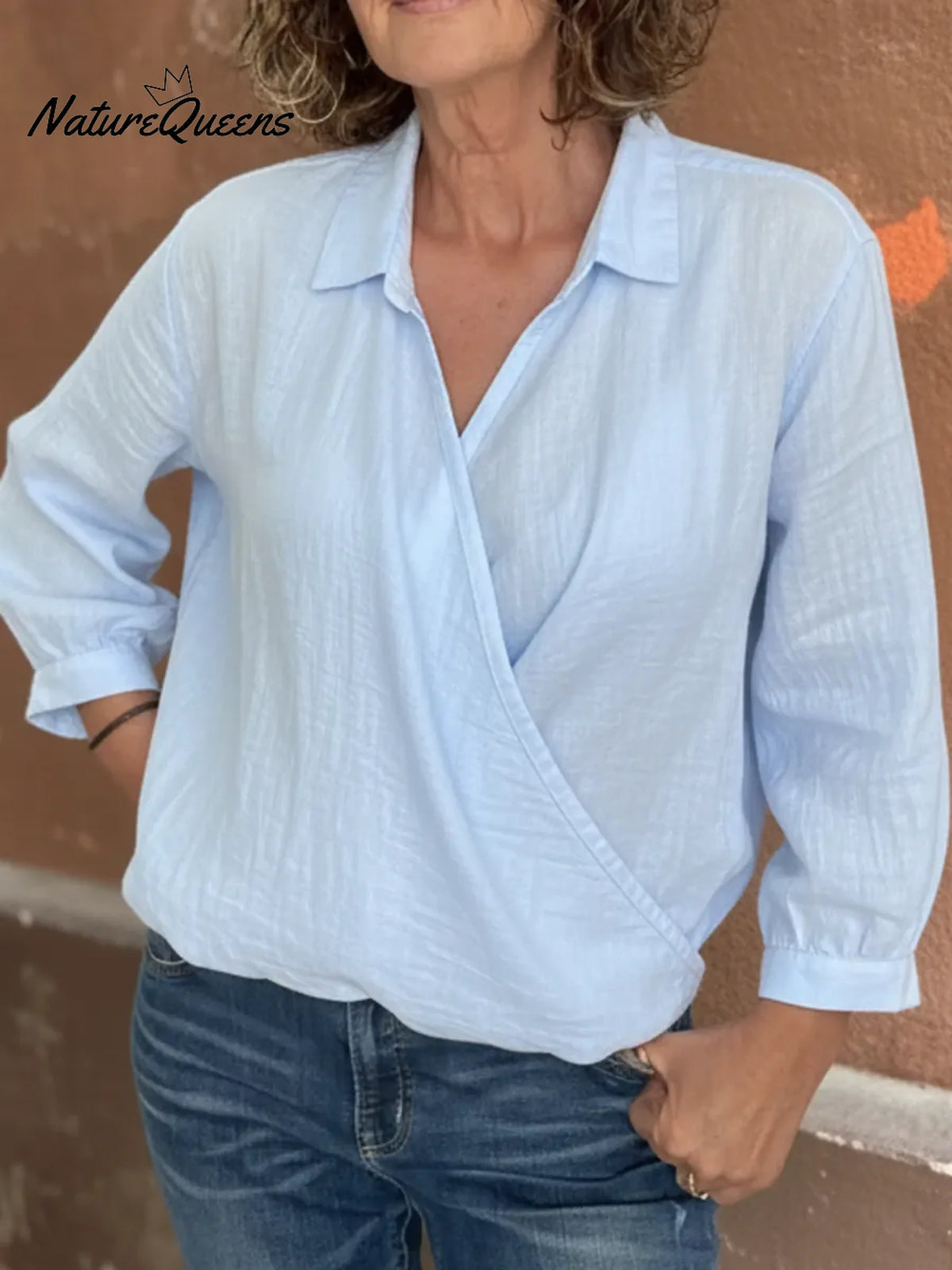 Elegant Collared Linen Shirt Top