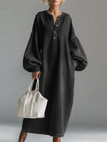 Women's Round Neck Long-sleeved Casual Loose Denim Dress