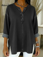 Women's Casual Washed Denim Cotton Top