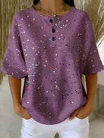 Women's Vintage Pattern Printed Casual Cotton Waffle Knit Sweatshirt