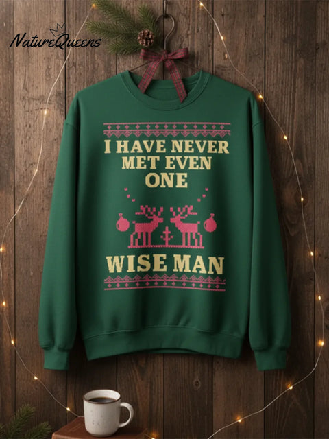 Casual Christmas Fun Print Crew Neck Cotton Sweatshirt