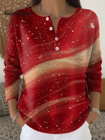 Women's Shiny Pattern Art Print Casual Cardigan Sweater