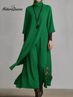 Women's Elegant High-neck Double-layered Hem Dress