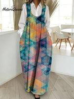 Women's Geometric Pattern Art Print Casual Cotton Denim Dress