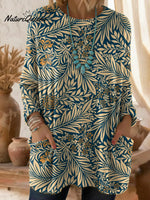 Women's Floral Pattern Art Print Casual Cotton Knitted Sweater