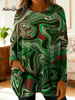 Women's Retro Abstract Pattern Art Print Casual Cotton Knitted Sweater