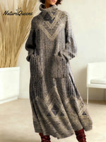 Women's Geometry Pattern Art Print Casual Cotton Knitted Dress