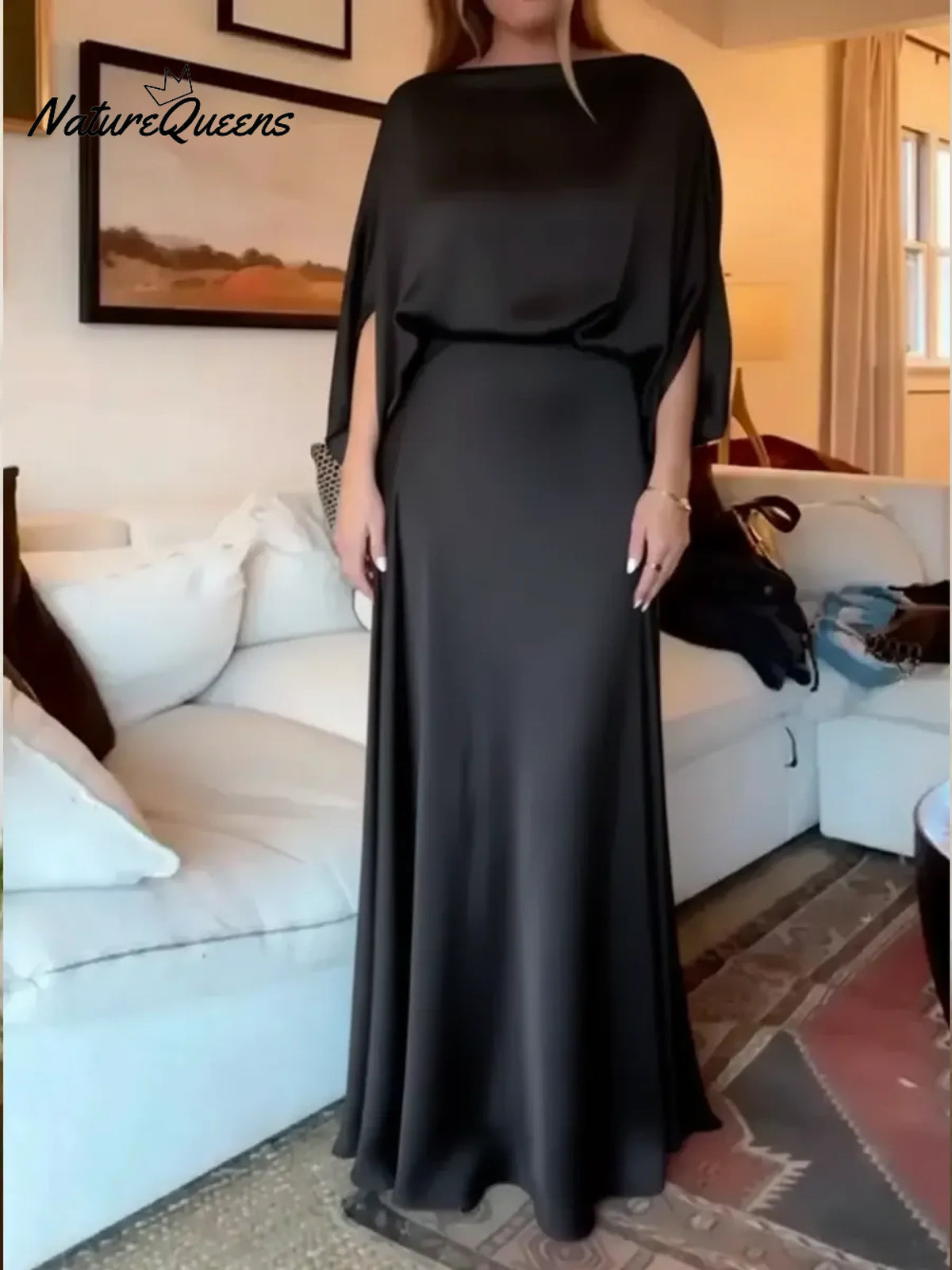 Women's Loose Satin Top And Skirt Two-piece Set