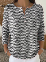 Women's Vintage Abstract Geometry Art Print Buttoned Cardigan Sweater