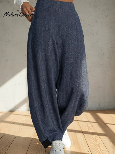 Autumn/winter Loose Herringbone Side Color-blocked Trousers