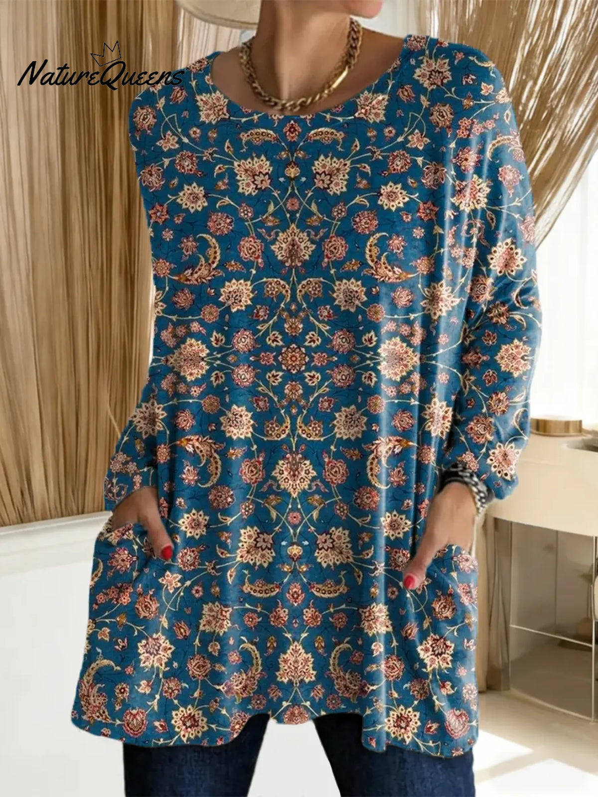 Women's Floral Pattern Art Print Casual Cotton T-shirt