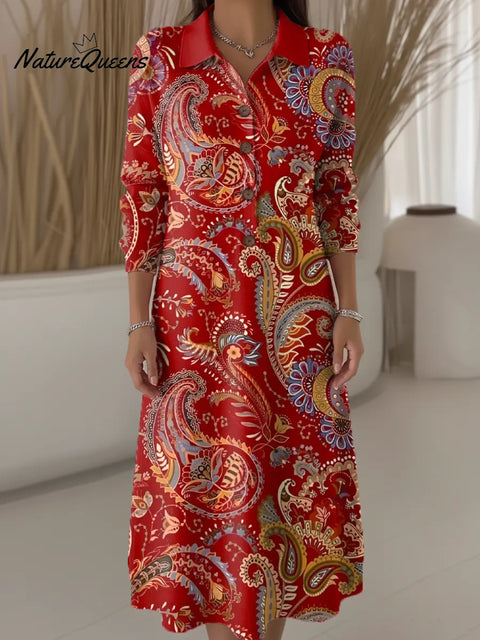 Women's Floral Pattern Art Print Casual Knitted Dress
