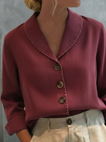 Vintage Shawl Collar Button-up Denim Cotton Top