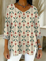 Women's Valentine's Day Heart Art Print Casual Washed Denim Cotton Top