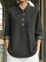 Women's Casual Washed Cotton Denim Shirt