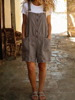Casual Retro Adjustable-strap Linen-cotton Romper