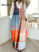 Women's Geometric Pattern Art Print Casual Cotton Denim Dress