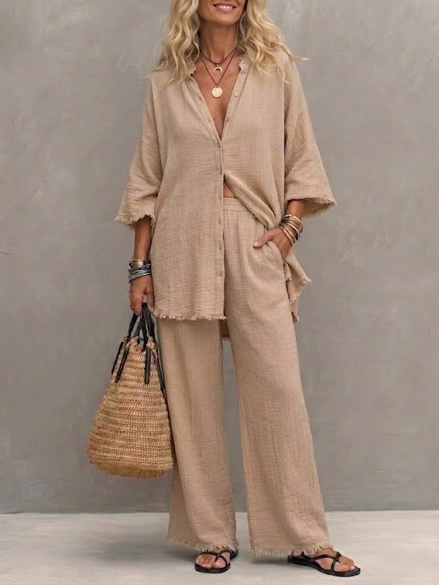 Women’s Casual Simple Vintage Cotton-linen Set