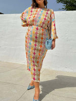 Women's Stylish Print V-neck Casual Lantern Sleeves Elegant Dress