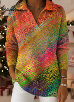 Women's Abstract Pattern Art Print Casual Cotton Sweater