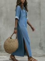 Casual Stylish Side Slits Denim Dress