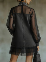 Fashionable Patchwork Organza Denim Mini Dress