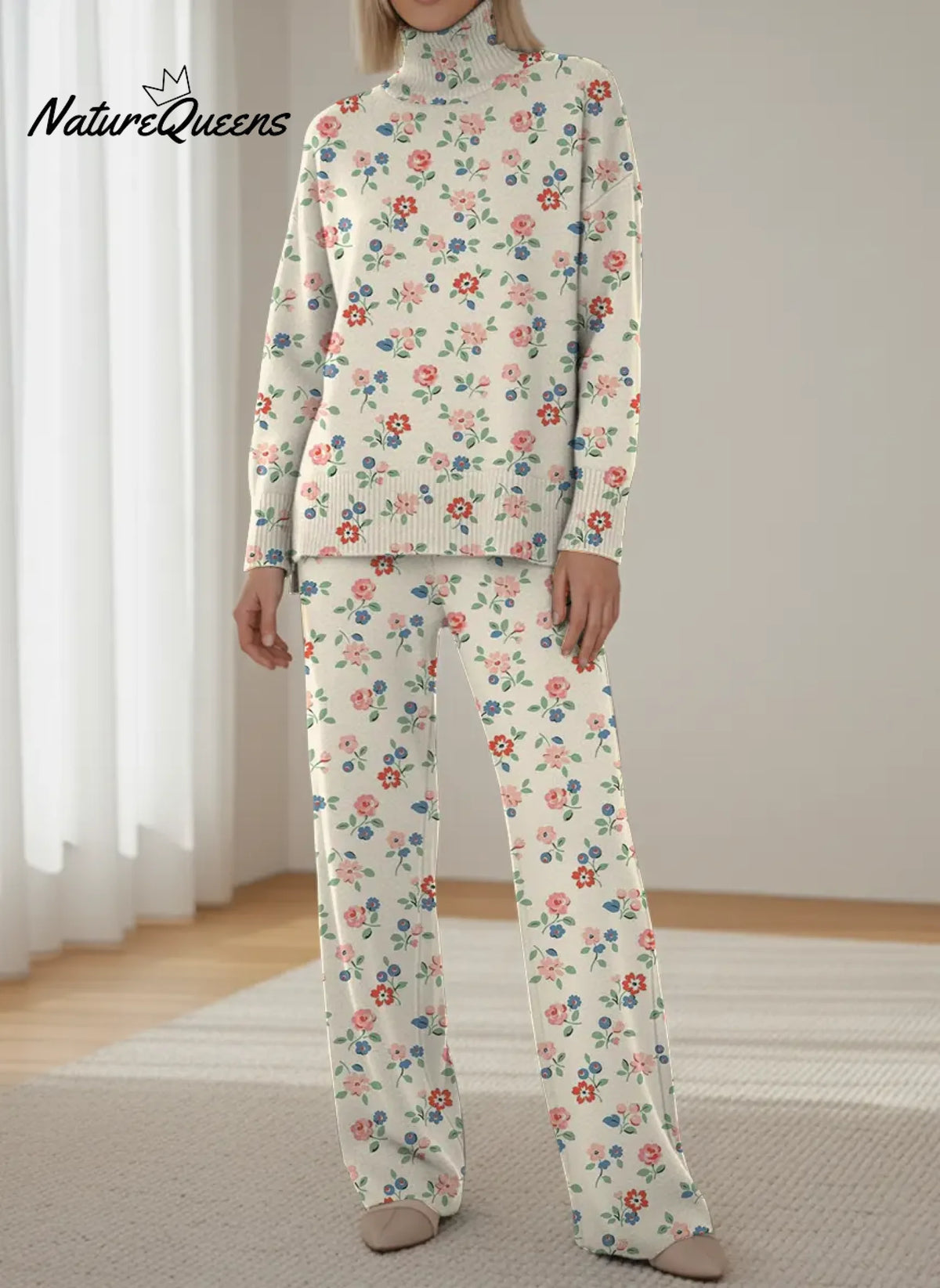 Women's Cute Floral Knit Set