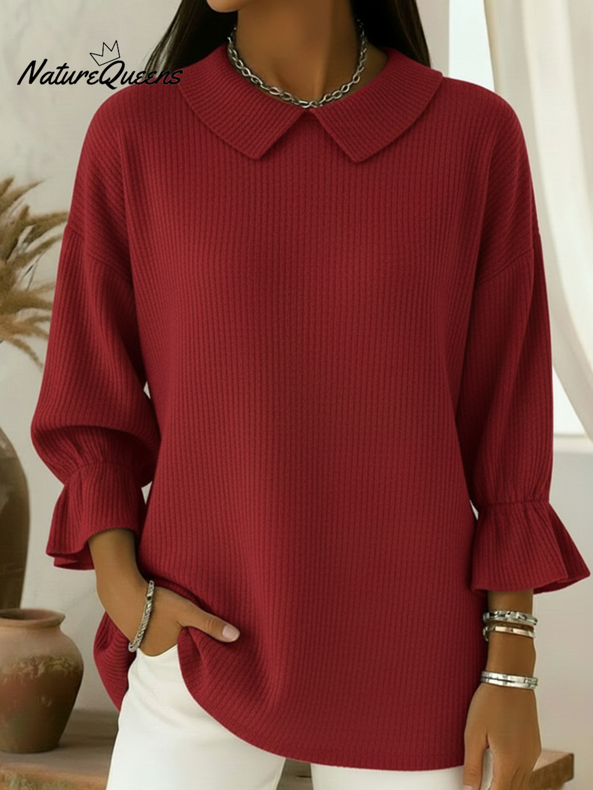 Vintage Peter Pan Collar Knitted Pullover Top