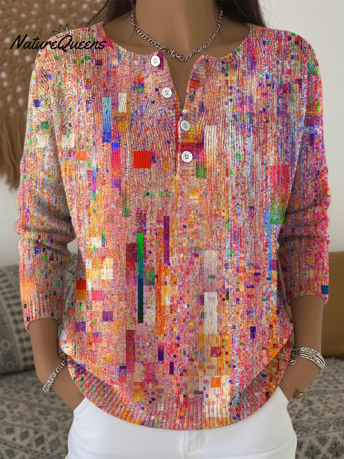 Women's Mottled Spots Casual Printed Sweater