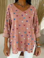 Women's Heart Casual Washed Denim Cotton Top