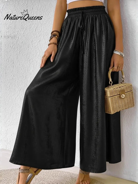 Women's Shiny Satin Wide-leg Pants