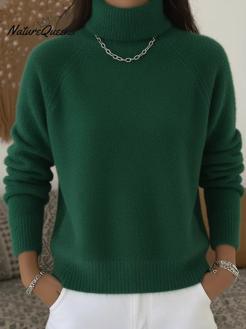 Cozy Casual Solid Color Turtleneck Sweater Top