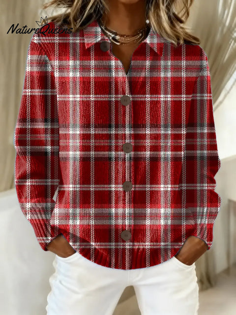 Women's Plaid Pattern Art Print Casual Sweater