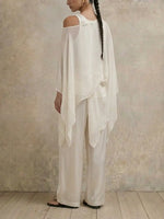 Women‘s Elegant Cutout Shoulder Batwing Sleeve Tunic & Spaghetti Strap Tank Top Two-Piece Set