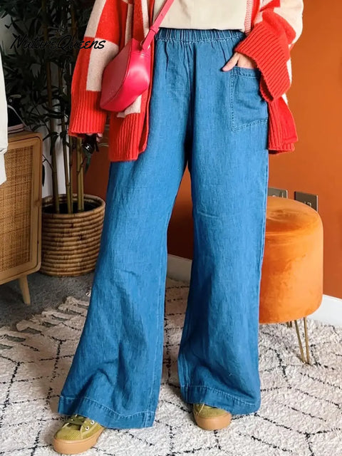 Women's Casual Washed Cotton Wide-leg Pants
