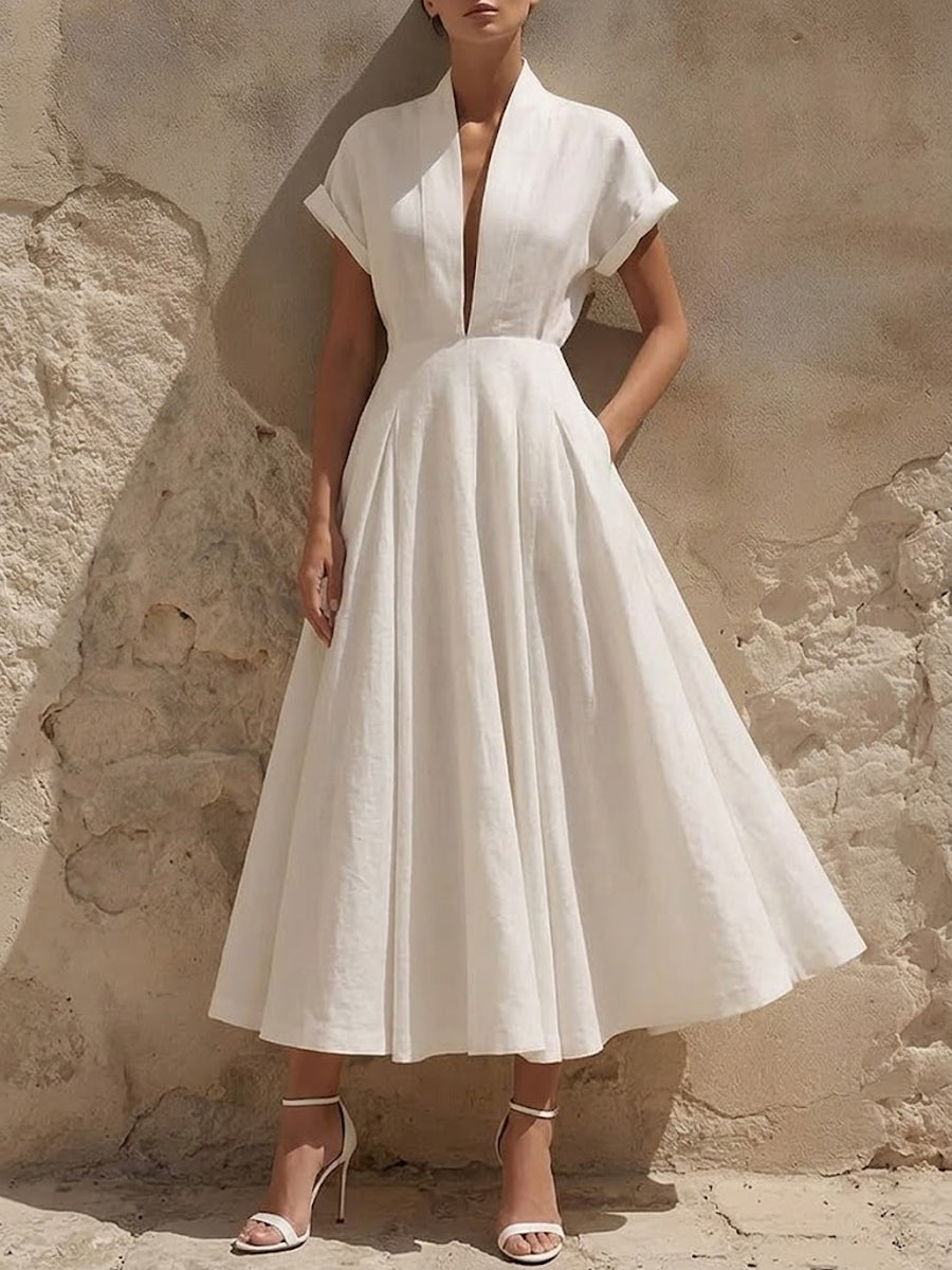 Women's Simple And Elegant V-neck Dress
