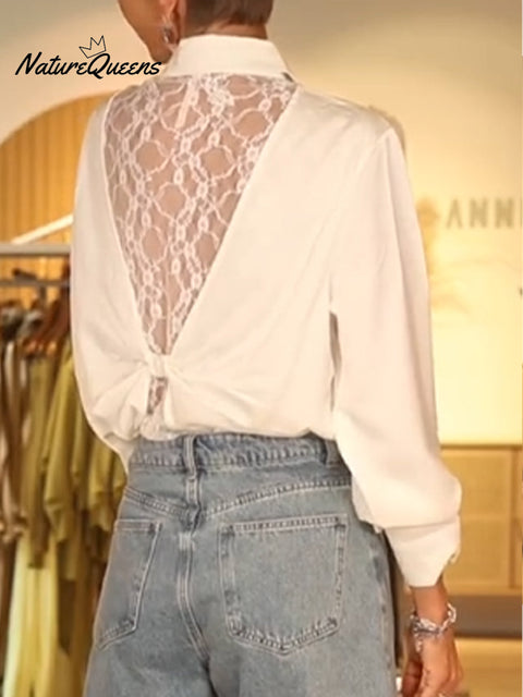 Women's back stitching similar long-sleeved shirt