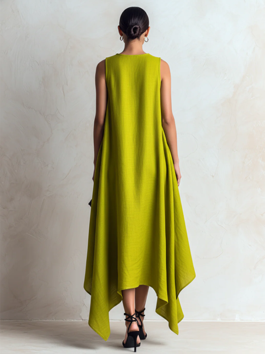 The New Minimalist — Asymmetrical Cotton-linen Dress