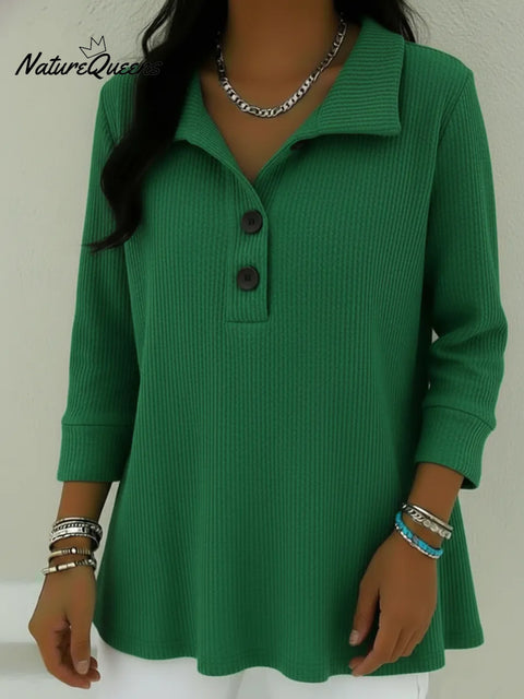Women's Casual Stand-collar Button-up Pullover