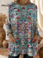 Women's Floral Pattern Art Print Casual Cotton Knitted Sweater