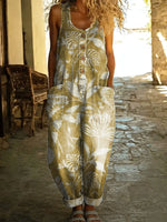 Women's Flowers Floral Casual Cotton Vest Denim Jumpsuit
