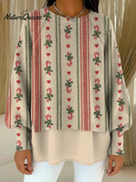 Women's Christmas Pattern Art Print Casual Knitted Sweater