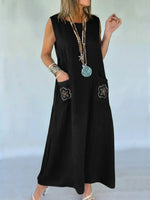 Women's Cozy Linen And Cotton Sleeveless Dress