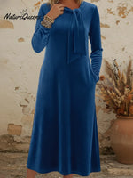 Elegant Ribbon-tied Velvet Midi Dress