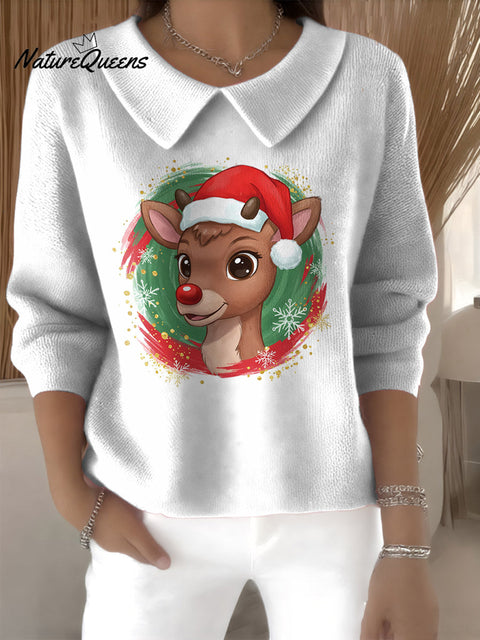 Merry Christmas Fawn decorative pattern Casual Sweater
