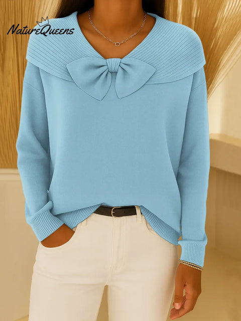 Women's Solid Color Round Neck Long Sleeve Casual Loose Knit Top