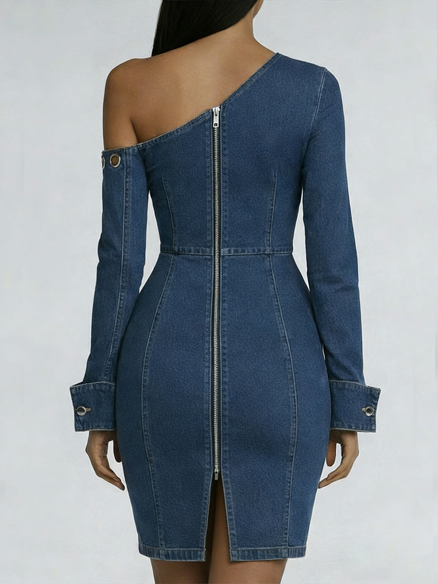Casual Off-the-shoulder Denim Dress