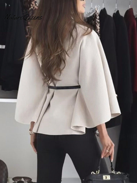 Women's Stylish Elegant Solid-color Wool Cape Coat